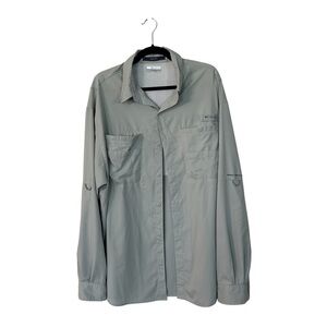 Columbia Men’s Tamiami Long Sleeve Gray Button Up Front Fishing Shirt Sz XL GUC